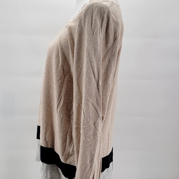 GAP Womens XXL Color Block Sweater Boxy Oversized Cream Black Tan Plus Size 2X - Picture 3 of 7
